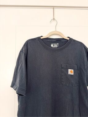 Carhartt Men’s Navy Crew Pocket Tee with Logo Patch